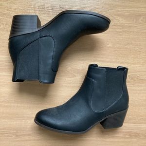 Black Faux Leather Ankle Boots Size 8